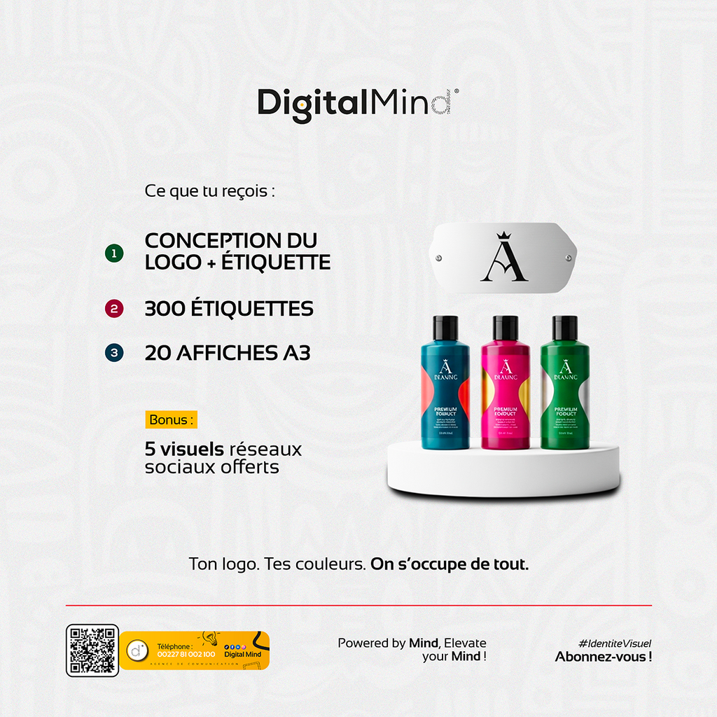 Pack Lancement de Produit – Logo + 300 Étiquettes + 20 Affiches